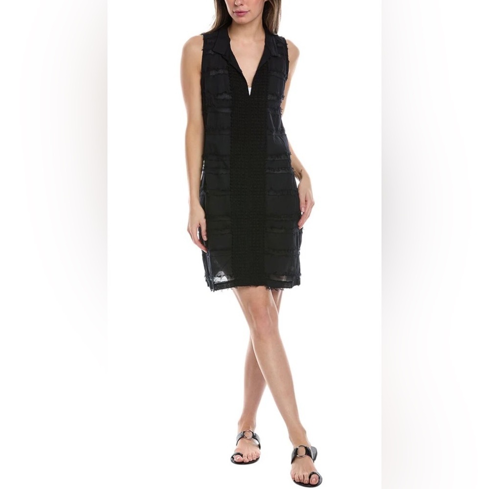 Walker & Wade Harbour Island Cover-Up Size S Black Cotton Sheer Resort Swim Chic